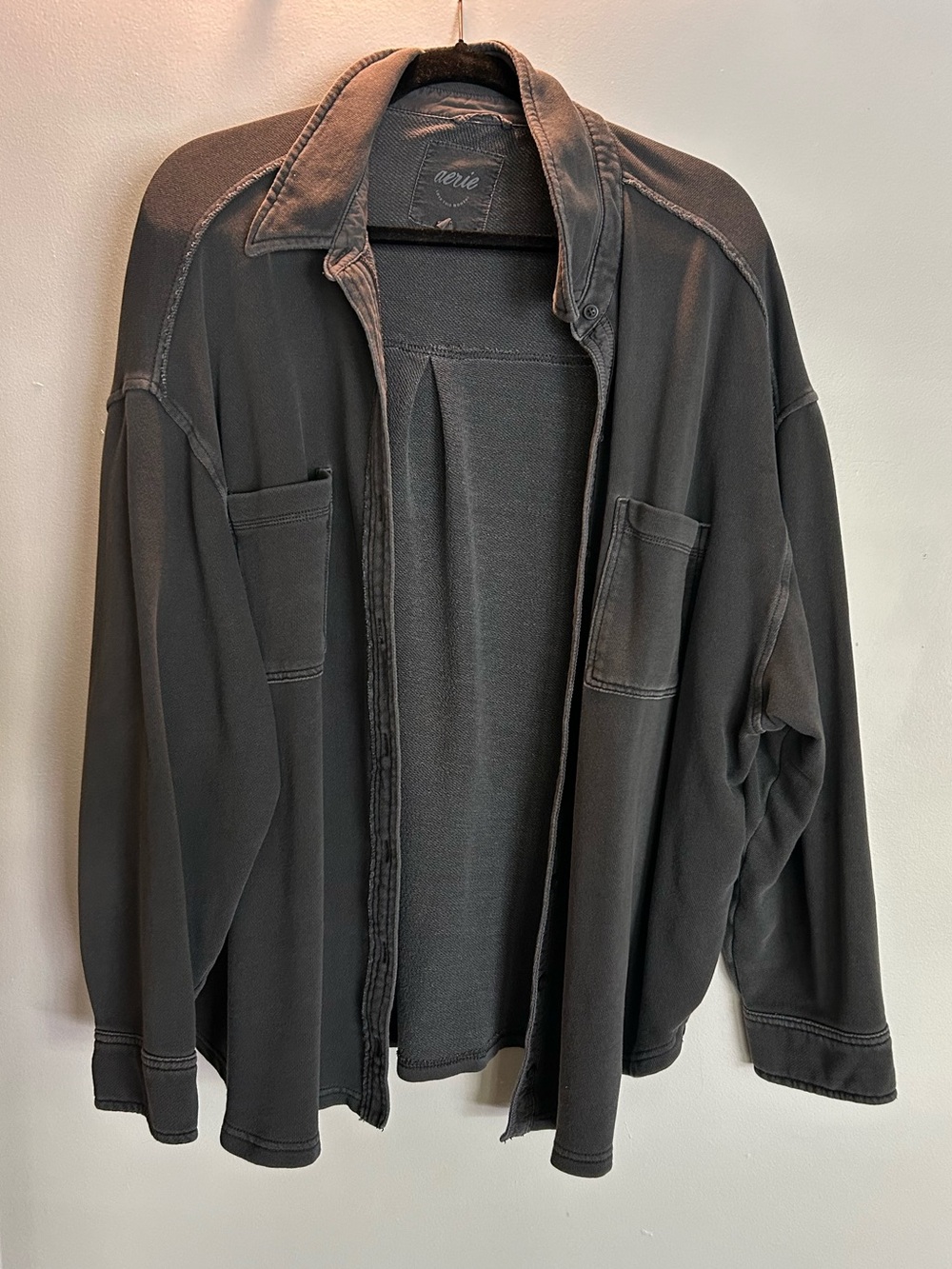 aerie Washed Black Shirt Jacket